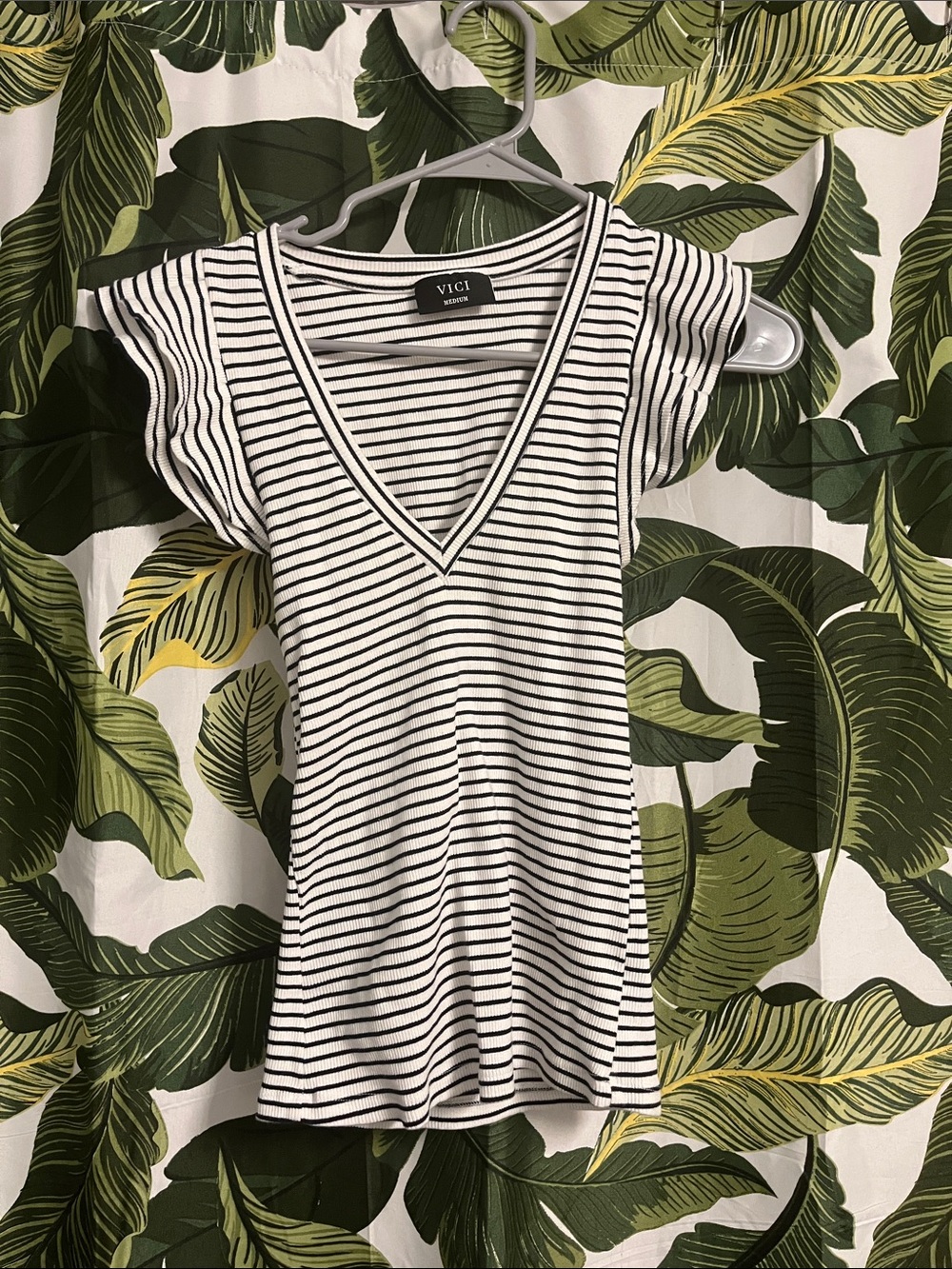 Striped Ruffle sleeve top